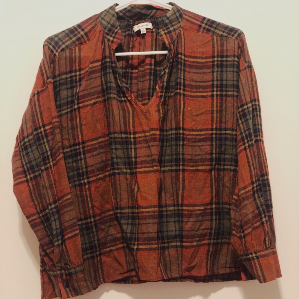 NEW MADEWELL PLAID BLOUSE XXS
